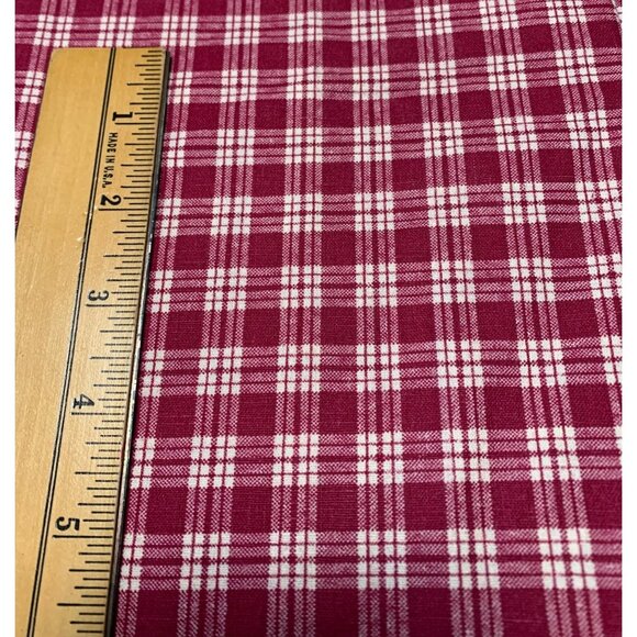 Vintage Wamsutta Plaid Cotton Fabric Red White 1/2 yard x 44" Quilting - Picture 2 of 4